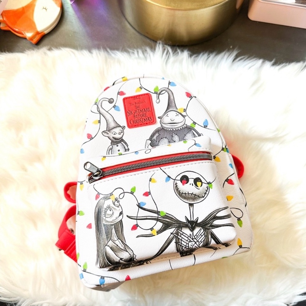 Disney The Nightmare Before Christmas White Mini Backpack with Multicolor Lights